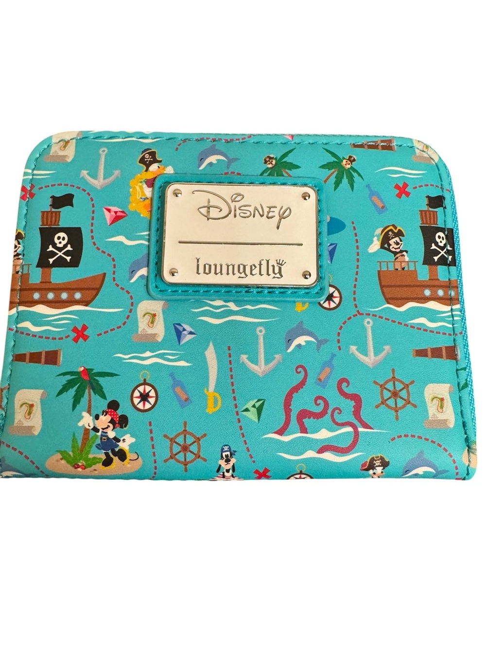 Loungefly Teal Pirate Map Zip Around Wallet - Disney Mickey